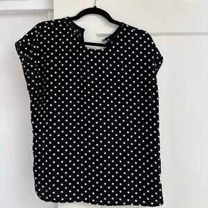 Nordstrom Black Polka Dot Blouse, Small
